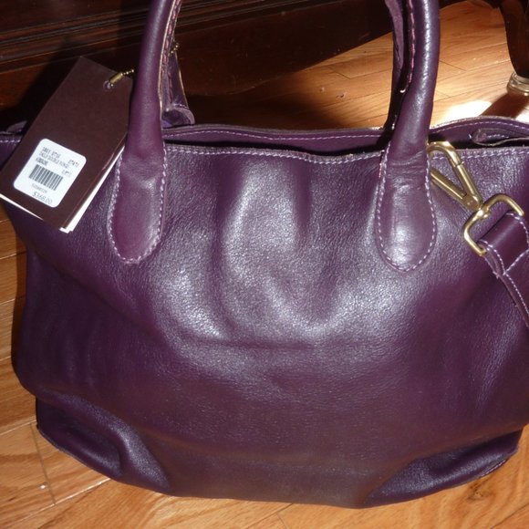 Roots Daily Double Pongo Leather Eggplant Purple Leather Purse - Picture 6 of 8